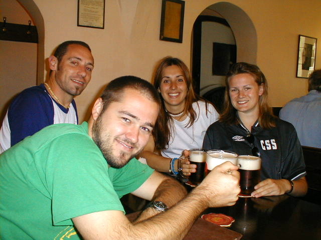 drinking at the hostel in Prague